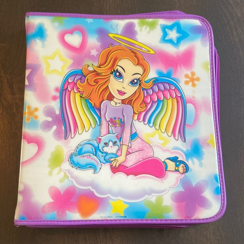 Vintage Lisa Frank Sparkly 3-Ring Binder Angel Girl Cat Rare